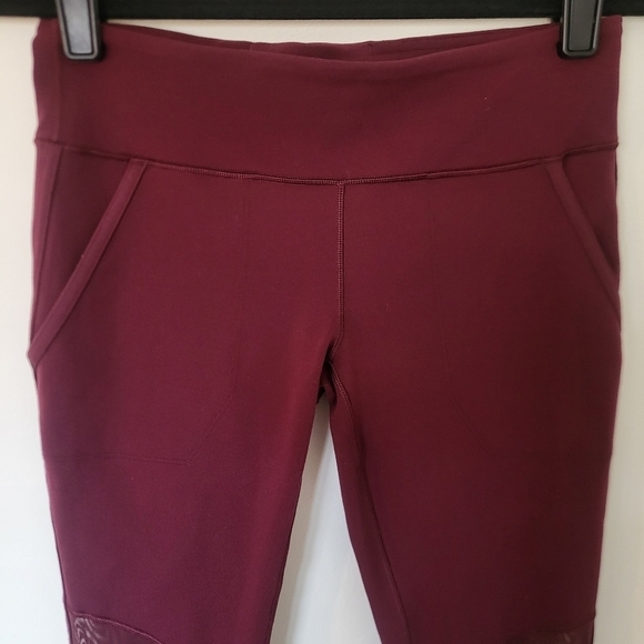 EUC Ivivva lululemon Mesh With Grace Crop Leggings Maroon Burgundy Red Size 14 - Picture 2 of 12